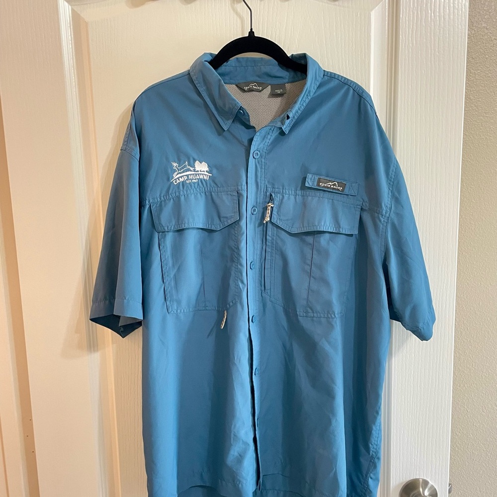 Eddie Bauer Blue Short Sleeve Button Down Shirt